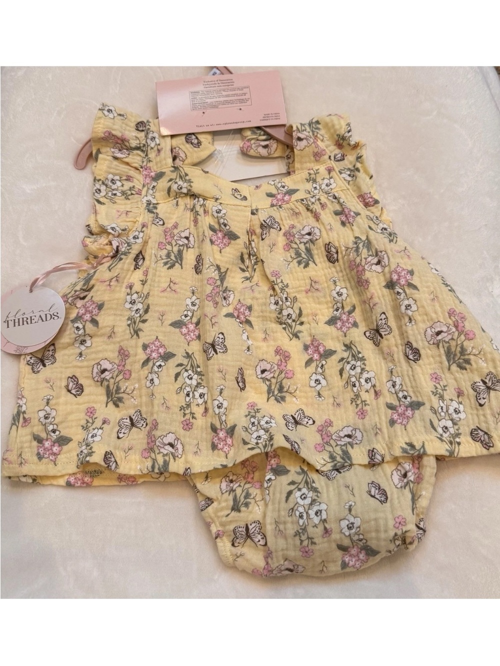 Floral Infant 18/24 mo. 100% Cotton Gauze Dress with Matching Headband